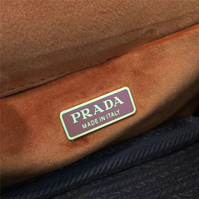 Prada Trompe L'oeil Velvet Cahier Bag 20cm 1BD075 Fall Winter 2017 Bag Collection Orange Fuchsia