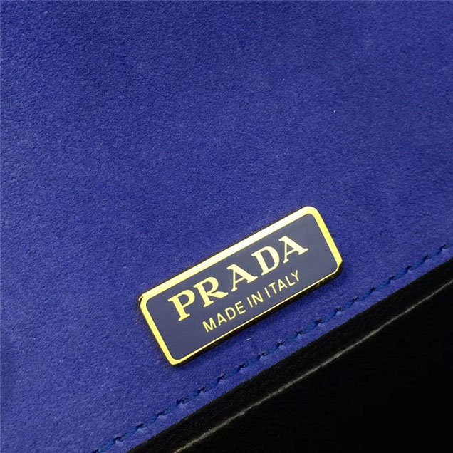 Prada Cahier Crystal-Embellished Velvet Shoulder Bag 18cm Calfskin Leather Fall Winter 2017 Bag Collection Electric Blue