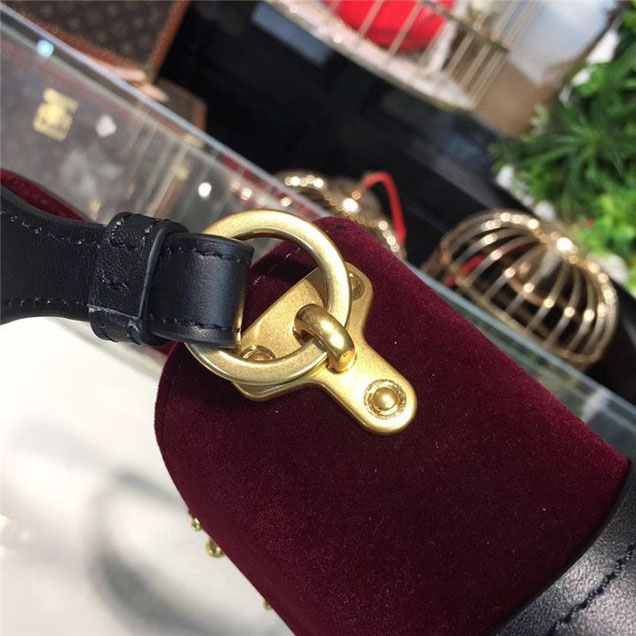 Prada Cahier Velvet Shoulder Bag 20cm Calfskin Leather Fall Winter 2017 Bag Collection Burgundy