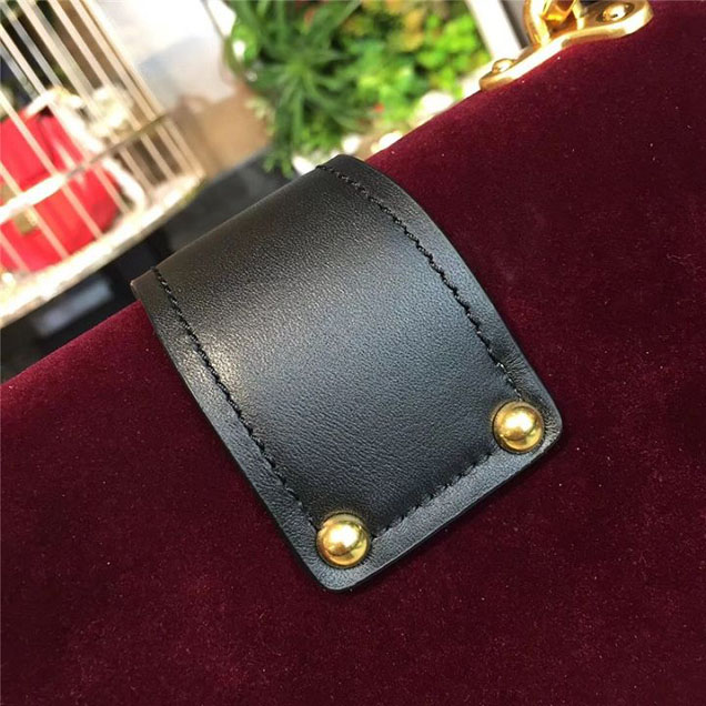 Prada Cahier Velvet Shoulder Bag 20cm Calfskin Leather Fall Winter 2017 Bag Collection Burgundy