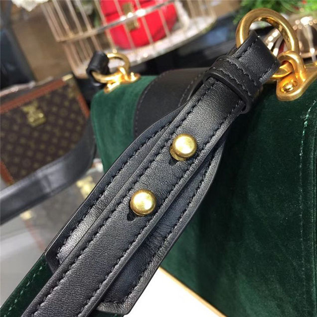 Prada Cahier Velvet Shoulder Bag 20cm Calfskin Leather Fall Winter 2017 Bag Collection Green