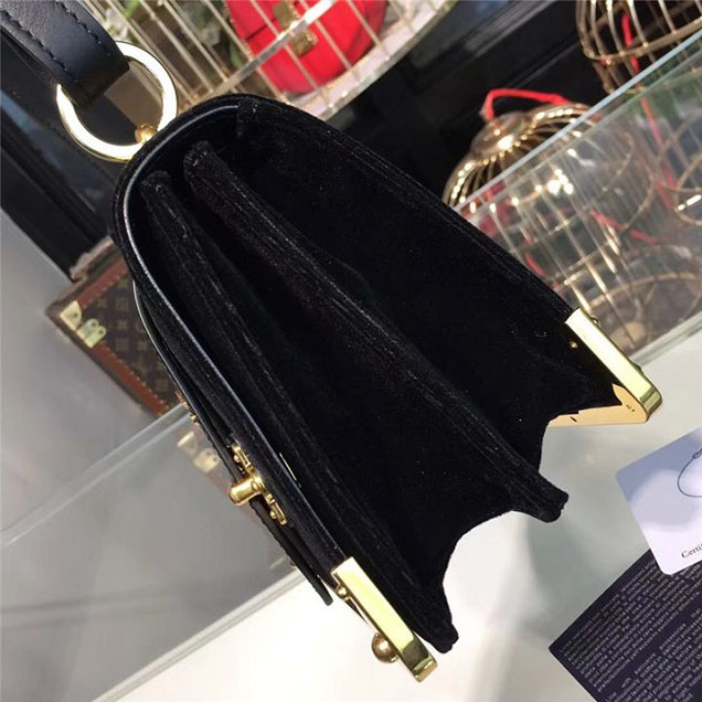Prada Cahier Velvet Shoulder Bag 20cm Calfskin Leather Fall Winter 2017 Bag Collection Black
