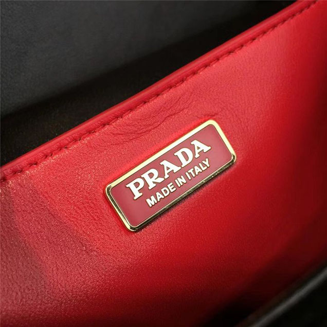 Prada Cahier Velvet Shoulder Bag 20cm Calfskin Leather Fall Winter 2017 Bag Collection Black