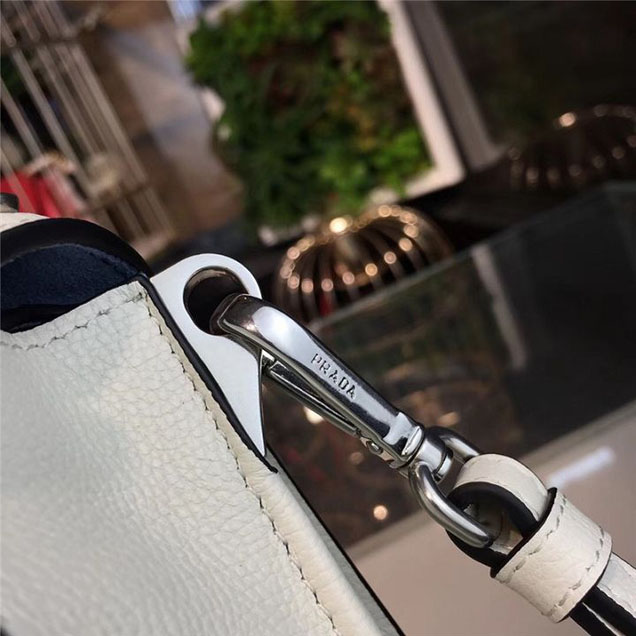 Prada Etiquette Studded Bag 23cm 1BD085 Calfskin Leather Fall Winter 2017 Collection White