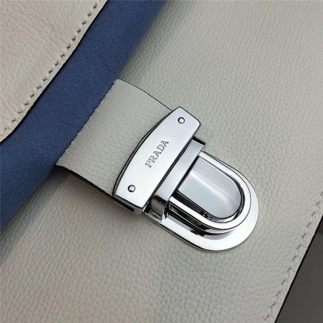 Prada Etiquette Studded Shoulder Bag 28cm 1BD085 Calfskin Leather Fall Winter 2017 Collection White