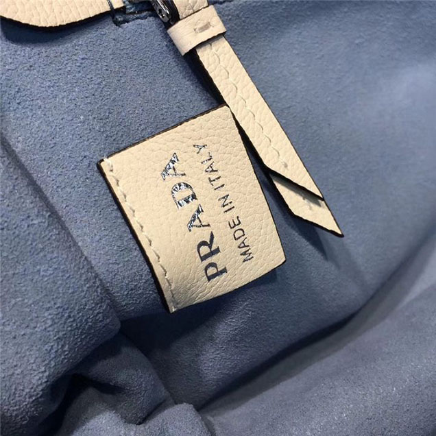 Prada Etiquette Studded Shoulder Bag 28cm 1BD085 Calfskin Leather Fall Winter 2017 Collection White