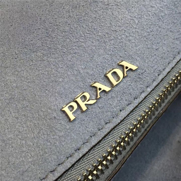 Prada Etiquette Studded Bag 23cm 1BD085 Calfskin Leather Fall Winter 2017 Collection Light Blue