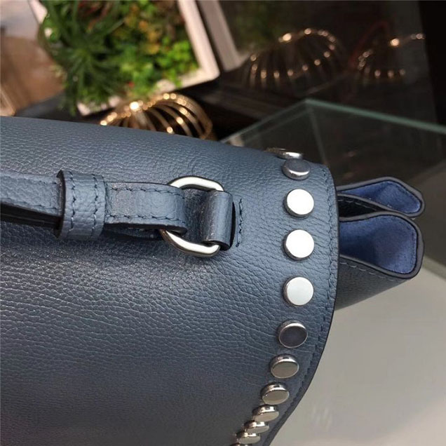 Prada Etiquette Studded Shoulder Bag 28cm 1BD085 Calfskin Leather Fall Winter 2017 Collection Light Blue