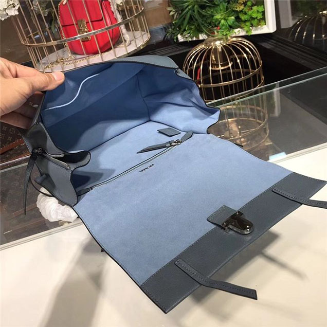 Prada Etiquette Studded Shoulder Bag 28cm 1BD085 Calfskin Leather Fall Winter 2017 Collection Light Blue