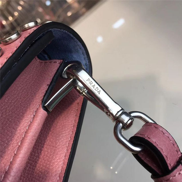 Prada Etiquette Studded Bag 23cm 1BD085 Calfskin Leather Fall Winter 2017 Collection Pink