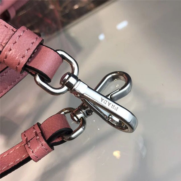 Prada Etiquette Studded Shoulder Bag 28cm 1BD085 Calfskin Leather Fall Winter 2017 Collection Pink
