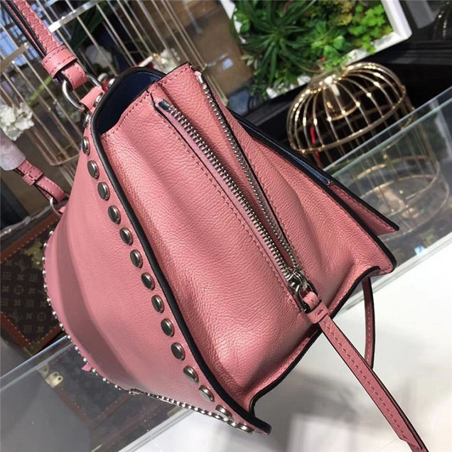 Prada Etiquette Studded Shoulder Bag 28cm 1BD085 Calfskin Leather Fall Winter 2017 Collection Pink