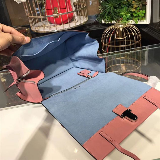 Prada Etiquette Studded Shoulder Bag 28cm 1BD085 Calfskin Leather Fall Winter 2017 Collection Pink