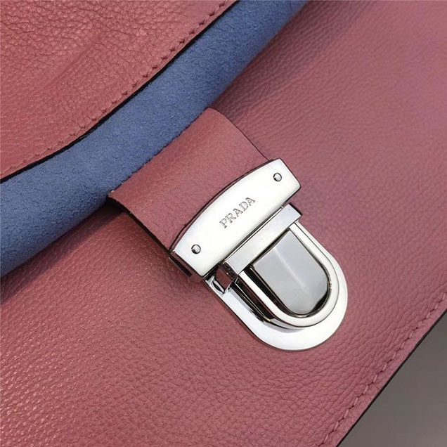 Prada Etiquette Studded Shoulder Bag 28cm 1BD085 Calfskin Leather Fall Winter 2017 Collection Pink