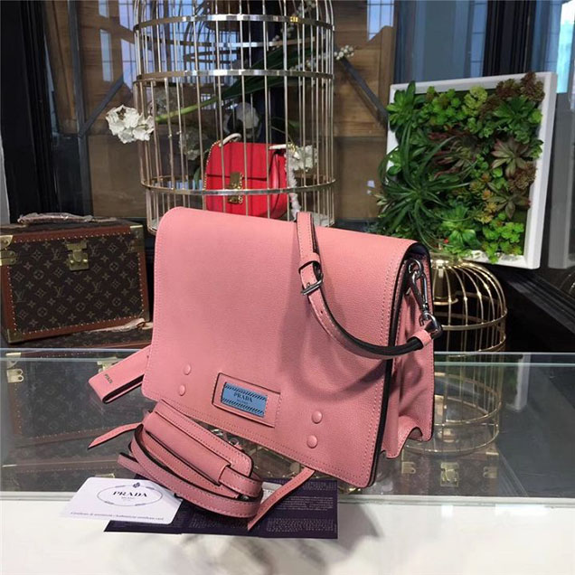 Prada Etiquette Bag 28cm 1BD085 Calfskin Leather Fall Winter 2017 Collection Pink