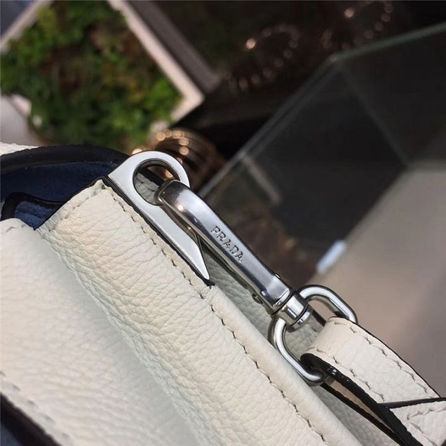 Prada Etiquette Bag 28cm 1BD085 Calfskin Leather Fall Winter 2017 Collection White