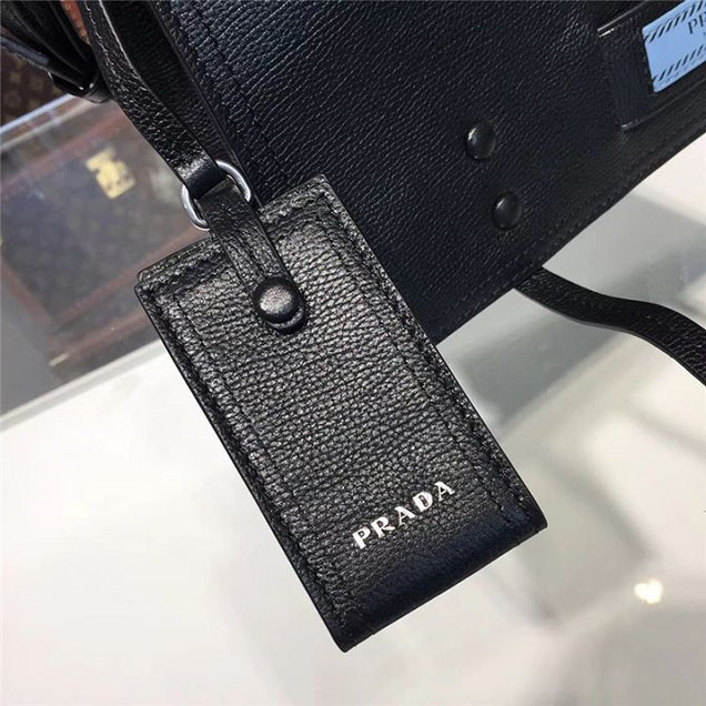 Prada Etiquette Bag 28cm 1BD085 Calfskin Leather Fall Winter 2017 Collection Black