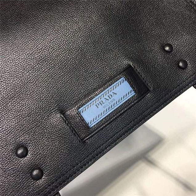 Prada Etiquette Bag 28cm 1BD085 Calfskin Leather Fall Winter 2017 Collection Black