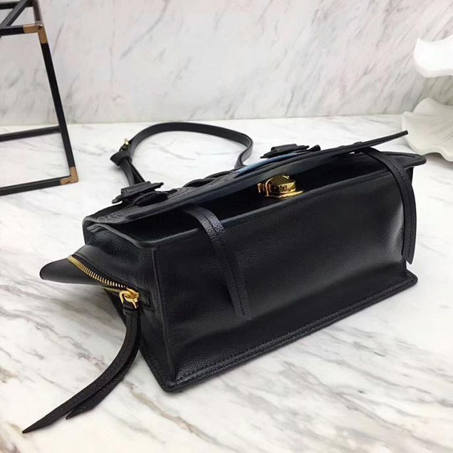 Prada Etiquette Small Glace Calf Shoulder Bag IBD093 Black