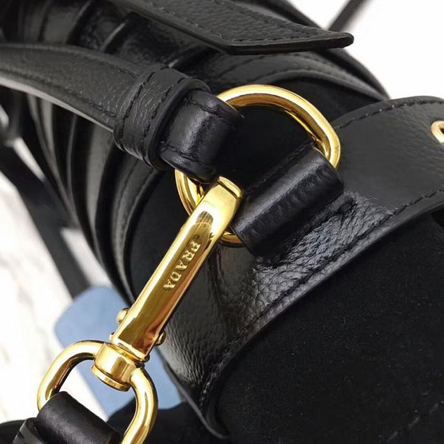 Prada Etiquette Small Glace Calf Shoulder Bag IBD093 Black