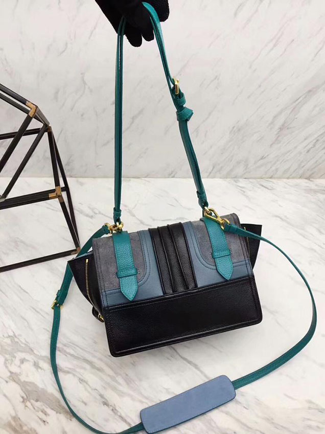 Prada Etiquette Small Glace Calf Shoulder Bag IBD093 Cinnamon Peacock Blue