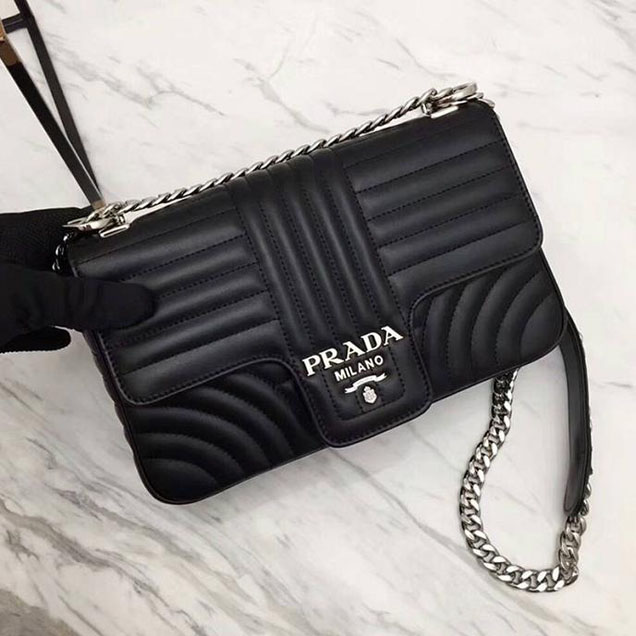 Prada Quilted Leather Shoulder Bag 1BD108 Black