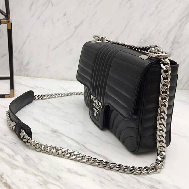 Prada Quilted Leather Shoulder Bag 1BD108 Black