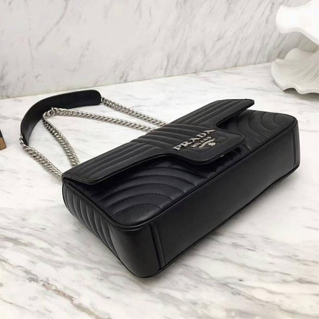 Prada Quilted Leather Shoulder Bag 1BD108 Black