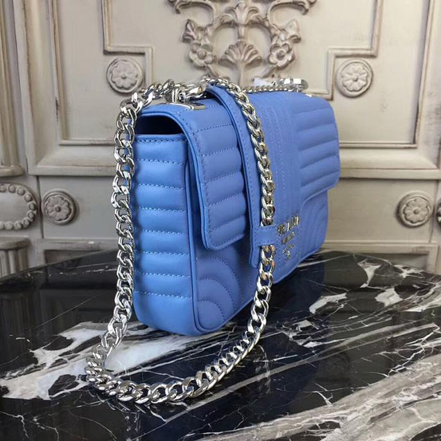 Prada Quilted Leather Shoulder Bag 1BD108 Blue