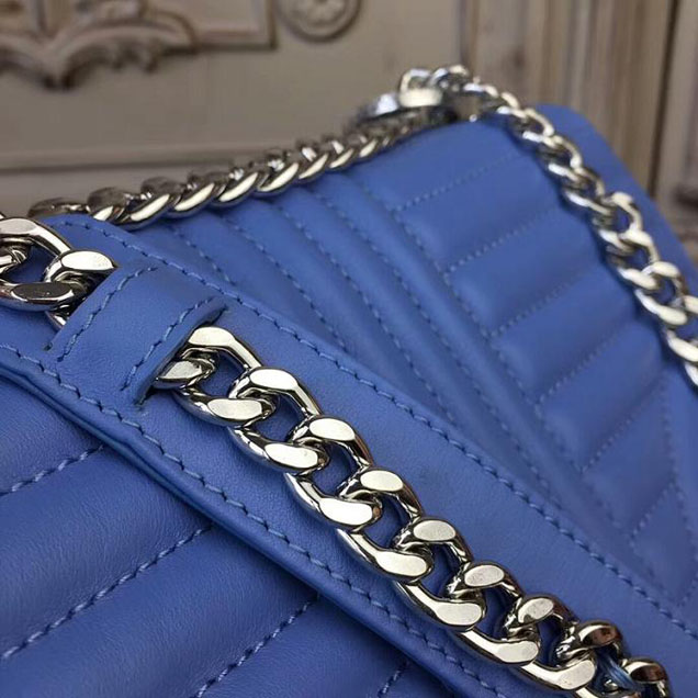 Prada Quilted Leather Shoulder Bag 1BD108 Blue