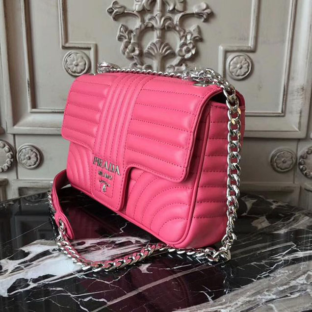 Prada Quilted Leather Shoulder Bag 1BD108 Fuchsia