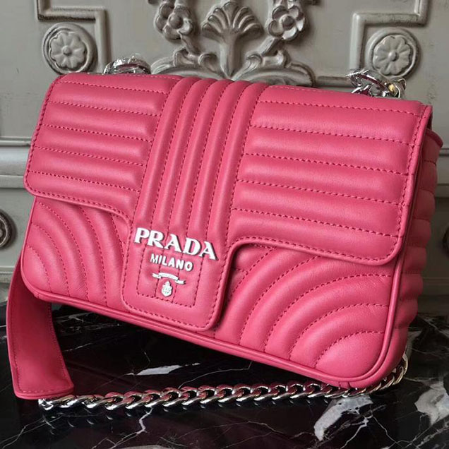 Prada Quilted Leather Shoulder Bag 1BD108 Fuchsia