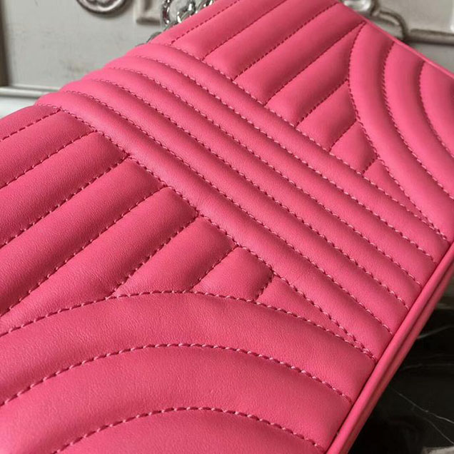 Prada Quilted Leather Shoulder Bag 1BD108 Fuchsia