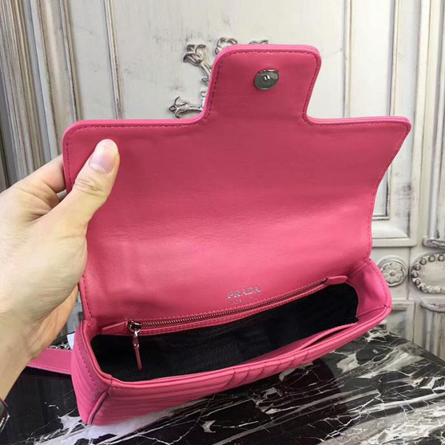 Prada Quilted Leather Shoulder Bag 1BD108 Fuchsia
