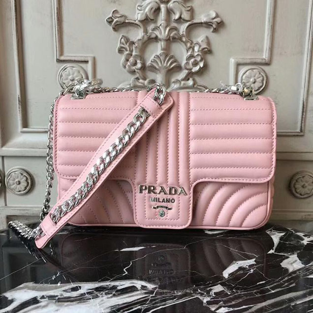 Prada Quilted Leather Shoulder Bag 1BD108 Pink