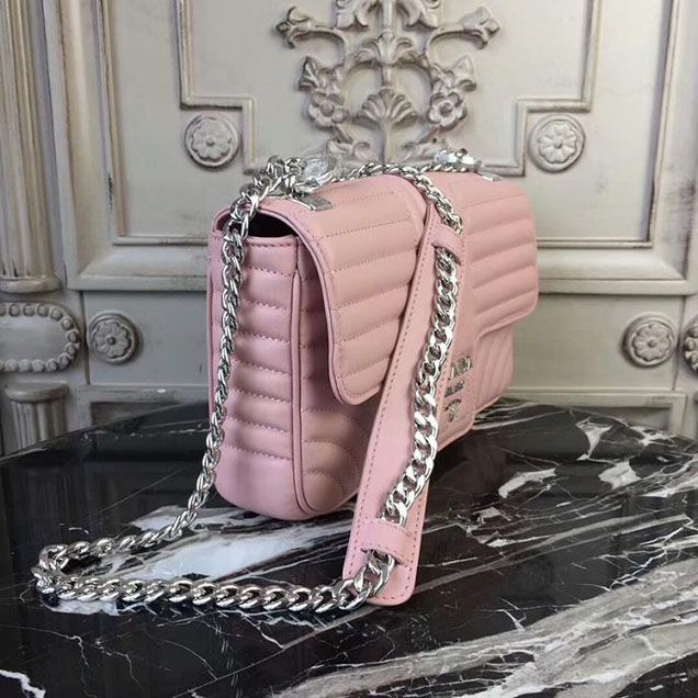 Prada Quilted Leather Shoulder Bag 1BD108 Pink