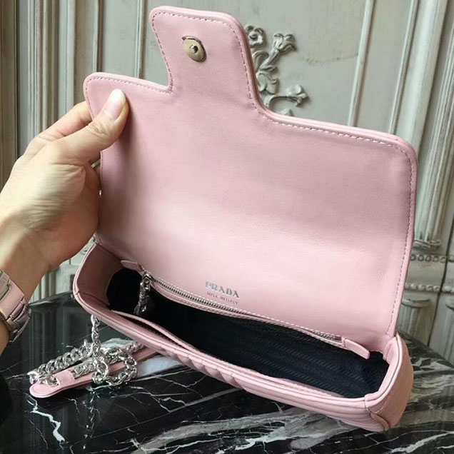 Prada Quilted Leather Shoulder Bag 1BD108 Pink
