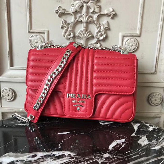 Prada Quilted Leather Shoulder Bag 1BD108 Red