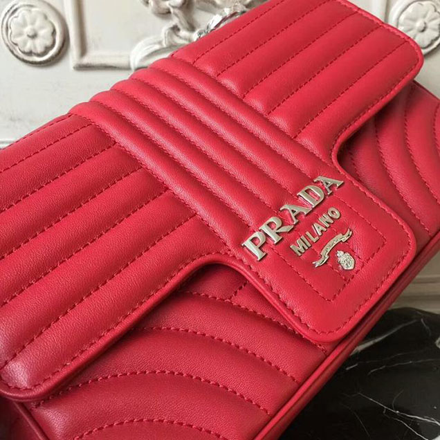 Prada Quilted Leather Shoulder Bag 1BD108 Red
