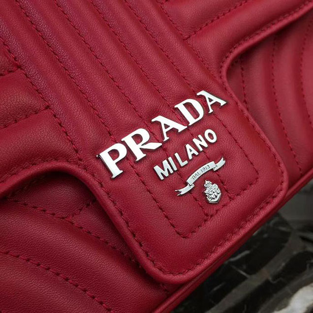 Prada Quilted Leather Shoulder Bag 1BD108 Red