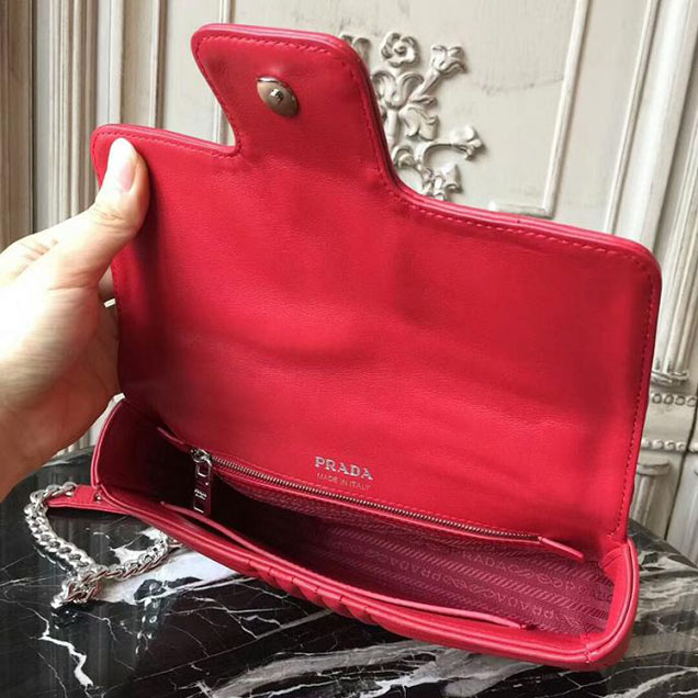 Prada Quilted Leather Shoulder Bag 1BD108 Red