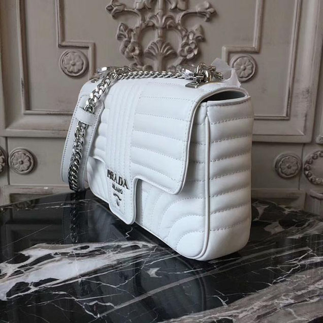 Prada Quilted Leather Shoulder Bag 1BD108 White