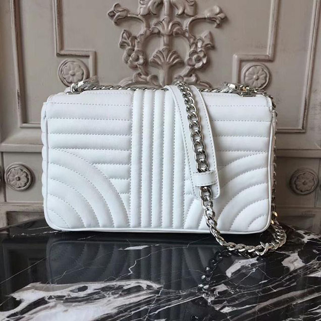 Prada Quilted Leather Shoulder Bag 1BD108 White