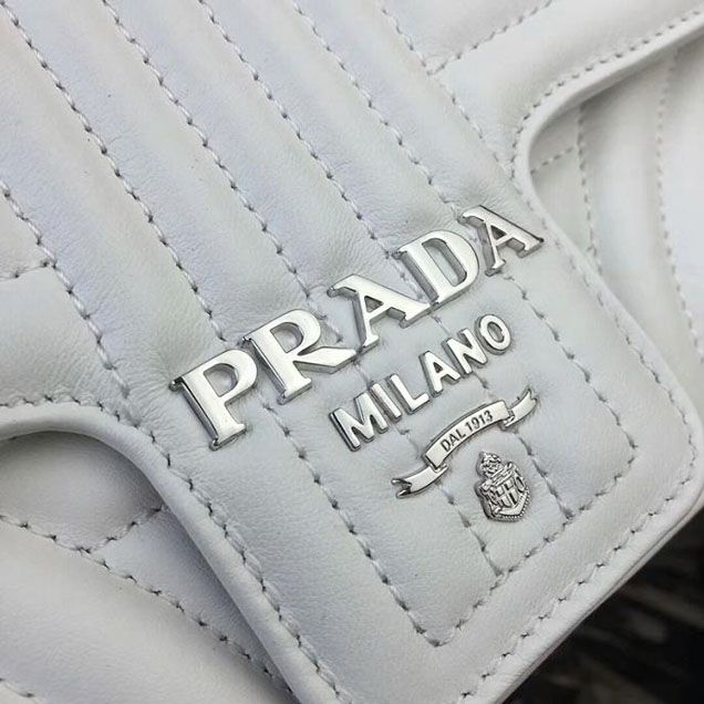Prada Quilted Leather Shoulder Bag 1BD108 White