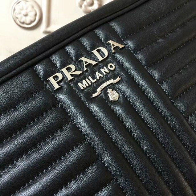 Prada Quilted Leather Camera Bag 1BH083 Black