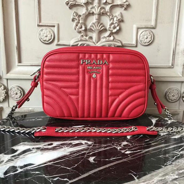 Prada Quilted Leather Camera Bag 1BH083 Red