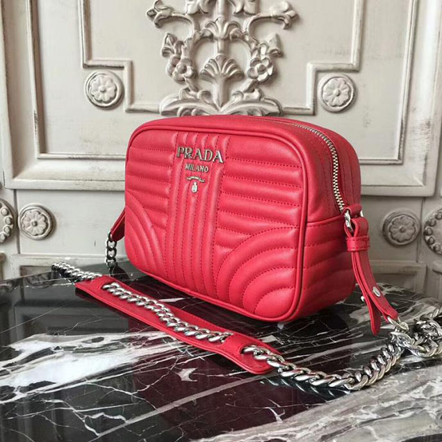 Prada Quilted Leather Camera Bag 1BH083 Red