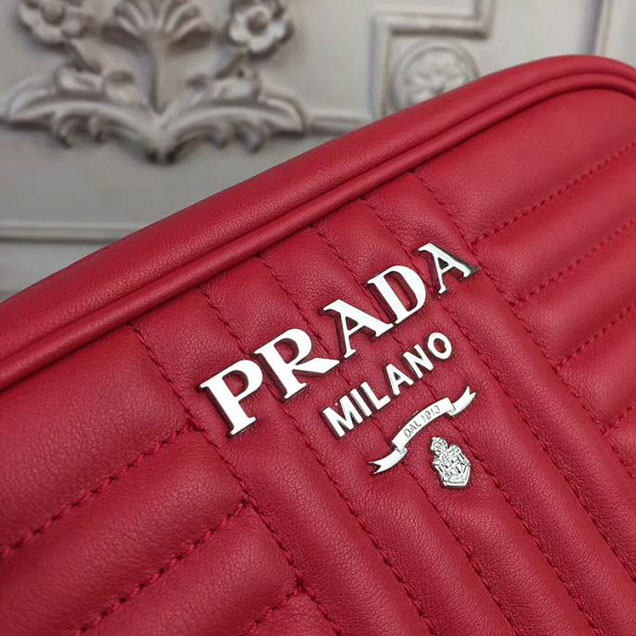 Prada Quilted Leather Camera Bag 1BH083 Red