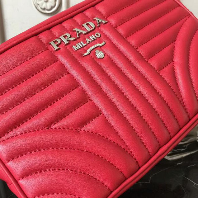Prada Quilted Leather Camera Bag 1BH083 Red
