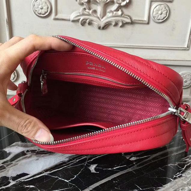 Prada Quilted Leather Camera Bag 1BH083 Red